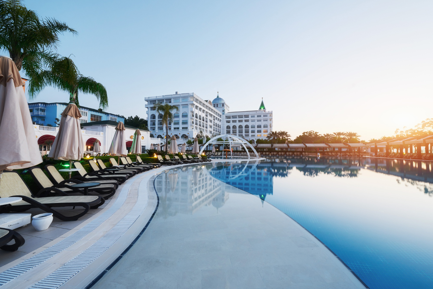 Luxury crypto-friendly resort at sunrise